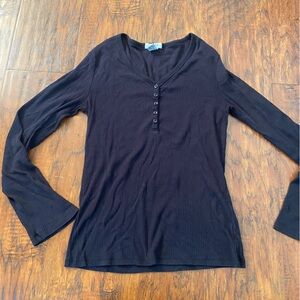 Alfani vintage y2k 90s black Henley button up long sleeve.